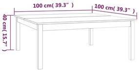 Τραπεζάκι Σαλονιού Μαύρο 100x100x40εκ. από Μασίφ Ξύλο Πεύκου - Μαύρο