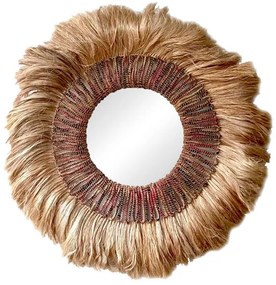 Καθρέπτης Jakrene Inart abaca σε φυσικό χρώμα Φ110x10εκ 110x110x10 εκ.