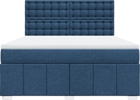 vidaXL Κρεβάτι Boxspring με Στρώμα Μπλε 180x200 εκ. Υφασμάτινο