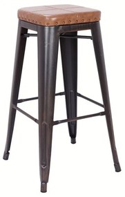RELIX Σκαμπό Bar-Pro, Στοιβαζόμενο, Μέταλλο Βαφή Antique Black, Pu Camel 43x43x78cm Ε5190P,104
