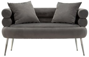 SILVERY PLUS Διθέσιος Καναπές με Μαξιλάρια Γκρι/Ασημένιος 133x68