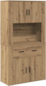 vidaXL Υψηλός Μπουφές artisan δρυς 80 x 33 x 150 εκ Επεξεργασμένο ξύλο