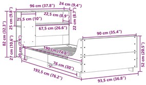 Σκελετός Κρεβ. Χωρίς Στρώμα Καφέ Κεριού 90x190 εκ Μασίφ Πεύκο - Καφέ