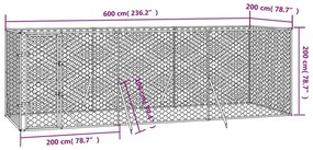 Κλουβί Σκύλου Εξωτερ. Χώρου Ασημί 6x2x2 μ. από Γαλβαν. Ατσάλι - Ασήμι