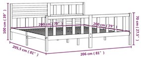 ΠΛΑΙΣΙΟ ΚΡΕΒΑΤΙΟΥ ΓΚΡΙ 200 X 200 ΕΚ. ΑΠΟ ΜΑΣΙΦ ΞΥΛΟ 3101175