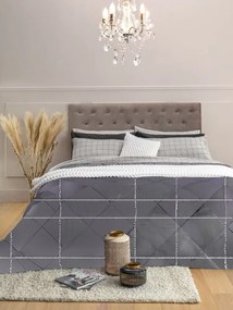 Amo la Casa Πάπλωμα King Size 260x250 Microsatin Printed - Aria Ανθρακί Καρό