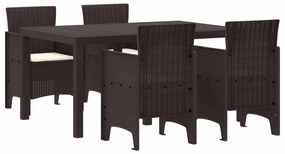 Σέτ φαγητού για κήπο 5 pcs Καφέ Rattan Polt