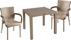 Τραπεζαρία Explore-Festive pakoworld σετ 3τεμ PP cappuccino 90x90x73,5εκ