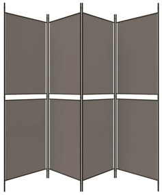 Διαχωριστικό Δωματίου με 4 Πάνελ Ανθρακί 200x220 εκ. από Ύφασμα - Ανθρακί