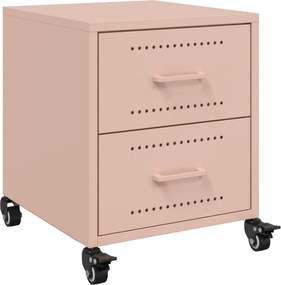 vidaXL Κομοδίνα 2 τεμ. Ροζ 36x39x43,5 εκ. από Χάλυβα