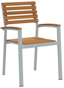 vidaXL Σέτ φαγητού για κήπο 7 pcs Γκρι Στερεό Ξύλο Ακακίας