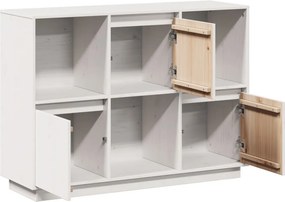vidaXL Ντουλάπι Λευκό 110,5 x 35 x 80 εκ. από Μασίφ Ξύλο Πεύκου