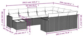 vidaXL Σαλόνι Κήπου Σετ 11 τεμ. Μπεζ Συνθετικό Ρατάν με Μαξιλάρια