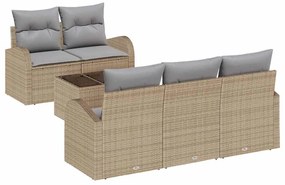 vidaXL Σετ Καναπέ Κήπου 6 pcs Μπεζ 55 x 55 x 37 εκ Πολυ ράταν