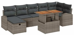 vidaXL Σετ Καναπέ Κήπου Ρυθμιζόμενο ύψος 8 pcs Γκρι συνθετικό ρατάν