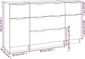 vidaXL Ντουλάπι Σετ 3 Τεμαχίων Γκρι sonoma από Επεξεργασμένο Ξύλο