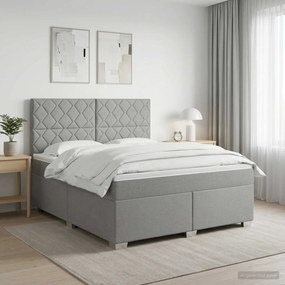 vidaXL Κρεβάτι box spring με στρώμα Ανοιχτό γκρι 160 x 200 cm Ύφασμα