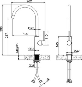 Karag Thea H3156A Brushed Gold - Μπαταρία Κουζίνας