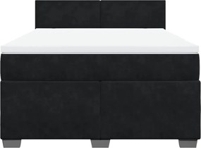 vidaXL Κρεβάτι Boxspring με Στρώμα Μαύρο 140x200 εκ. Βελούδινο