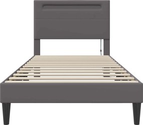 vidaXL Σκελετός Κρεβατιού με κεφαλάρι Γκρι 100 x 200 cm Τεχνητό Δέρμα