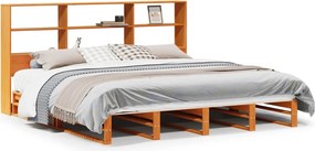 vidaXL Κρεβάτι Βιβλιοθήκη Χωρίς Στρώμα Καφέ 200x200 εκ Μασίφ Πεύκο