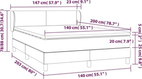 vidaXL Κρεβάτι Boxspring με Στρώμα Taupe 140x200 εκ. Υφασμάτινο
