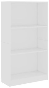 Βιβλιοθήκη με 3 Ράφια Λευκή 60x24x109 εκ. Επεξεργασμένο Ξύλο - Λευκό