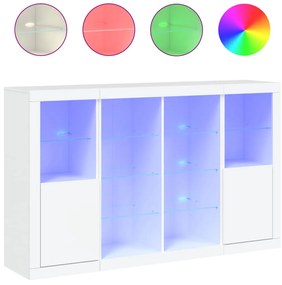 vidaXL Μπουφέδες με Φώτα LED 3 τεμ. Λευκοί από Επεξεργασμένο Ξύλο