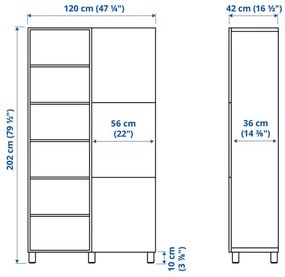 BESTÅ σύνθεση αποθήκευσης με πόρτες, 120x42x202 cm 694.217.05