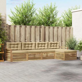 vidaXL Σειρά Καναπέ Εξωτερικού 5 pcs Λευκό και Μπεζ