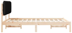 vidaXL Σκελετός Κρεβατιού με Επενδεδυμένο Κεφαλάρι Μαύρο 140 x 190 cm