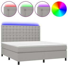 ΚΡΕΒΑΤΙ BOXSPRING ΜΕ ΣΤΡΩΜΑ &amp; LED ΑΝ.ΓΚΡΙ 180X200ΕΚ. ΥΦΑΣΜΑΤΙΝΟ 3135213