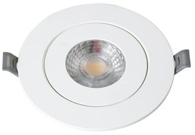 GloboStar LEXIS JOINT 60991 Χωνευτό LED Κινούμενο Spot Downlight 7W 660lm 45° AC 220-240V IP44 Φ12cm x Υ3.1cm - Στρόγγυλο - Λευκό - Θερμό Λευκό 2700K - Bridgelux Chip - TÜV Certified Driver - 5 Years Warranty