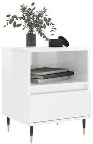 vidaXL Κομοδίνα 2 τεμ. Γυαλ. Λευκό 40 x 35 x 50 εκ. Επεξεργασμένο Ξύλο