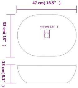 Νιπτήρας Οβάλ Μαύρος και Μπλε 47x33x13 εκ. Κεραμικός - Μπλε