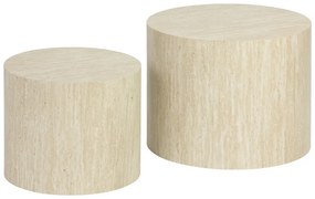 Βοηθητικά τραπεζάκια 2τεμ Zonar  pakoworld MDF σε όψη τραβερτίνας