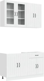vidaXL Μονάδα κουζίνας LUCCA 4 pcs Γυαλιστερό Λευκό Επεξεργασμένο Ξύλο
