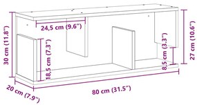 Ντουλάπι Τοίχου Καπνιστή Δρυς 80x20x30 εκ. Επεξεργασμένο Ξύλο - Καφέ