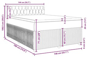 Κρεβάτι Boxspring με Στρώμα Σκούρο Γκρι 140x190 εκ. Υφασμάτινο - Γκρι