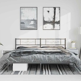vidaXL Πλαίσιο Κρεβατιού με Κεφαλάρι Μαύρο 193 x 203 εκ. Μεταλλικό