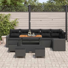 vidaXL Σετ Καναπέ Κήπου 10 pcs Μαύρο συνθετικό ρατάν