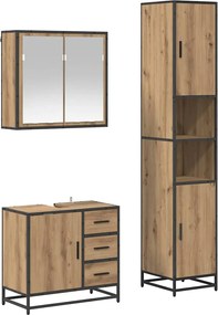vidaXL Σετ Επίπλων Μπάνιου 3 pcs Artisan Oak Επεξεργασμένο ξύλο