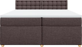 vidaXL Κρεβάτι Boxspring με Στρώμα Σκούρο Καφέ 200x200 εκ. Υφασμάτινο