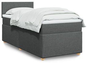 vidaXL Κρεβάτι Boxspring με Στρώμα Σκούρο Γκρι 90x200 εκ. Υφασμάτινο