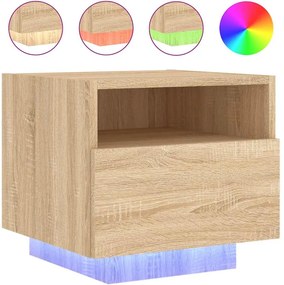 vidaXL Κομοδίνο με Φώτα LED Sonoma Δρυς 40 x 39 x 37 εκ.