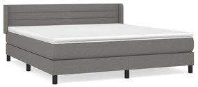 vidaXL Κρεβάτι Boxspring με Στρώμα Σκούρο Γκρι 160x200 εκ Υφασμάτινο