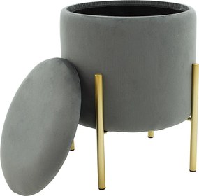 Σκαμπό Creativity pakoworld βελούδο γκρι-χρυσό Φ35x42εκ