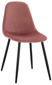 Καρέκλα Leonardo HM00100.02 45x53x85Υcm Dusty Pink Σετ 4τμχ Βελούδο, Μέταλλο