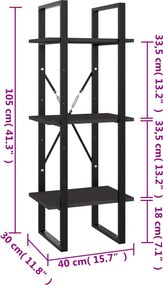 vidaXL Βιβλιοθήκη με 3 Ράφια Γκρι 40 x 30 x 105 εκ. από Επεξ. Ξύλο