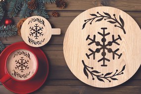 Σετ των 2 Intra απο ξύλο plywood 3mm-4mm πάχος Χριστουγεννιάτικο στένσιλ καφέ με λέιζερ Δίασταση 15x15 cm INTRAFABR-108529137